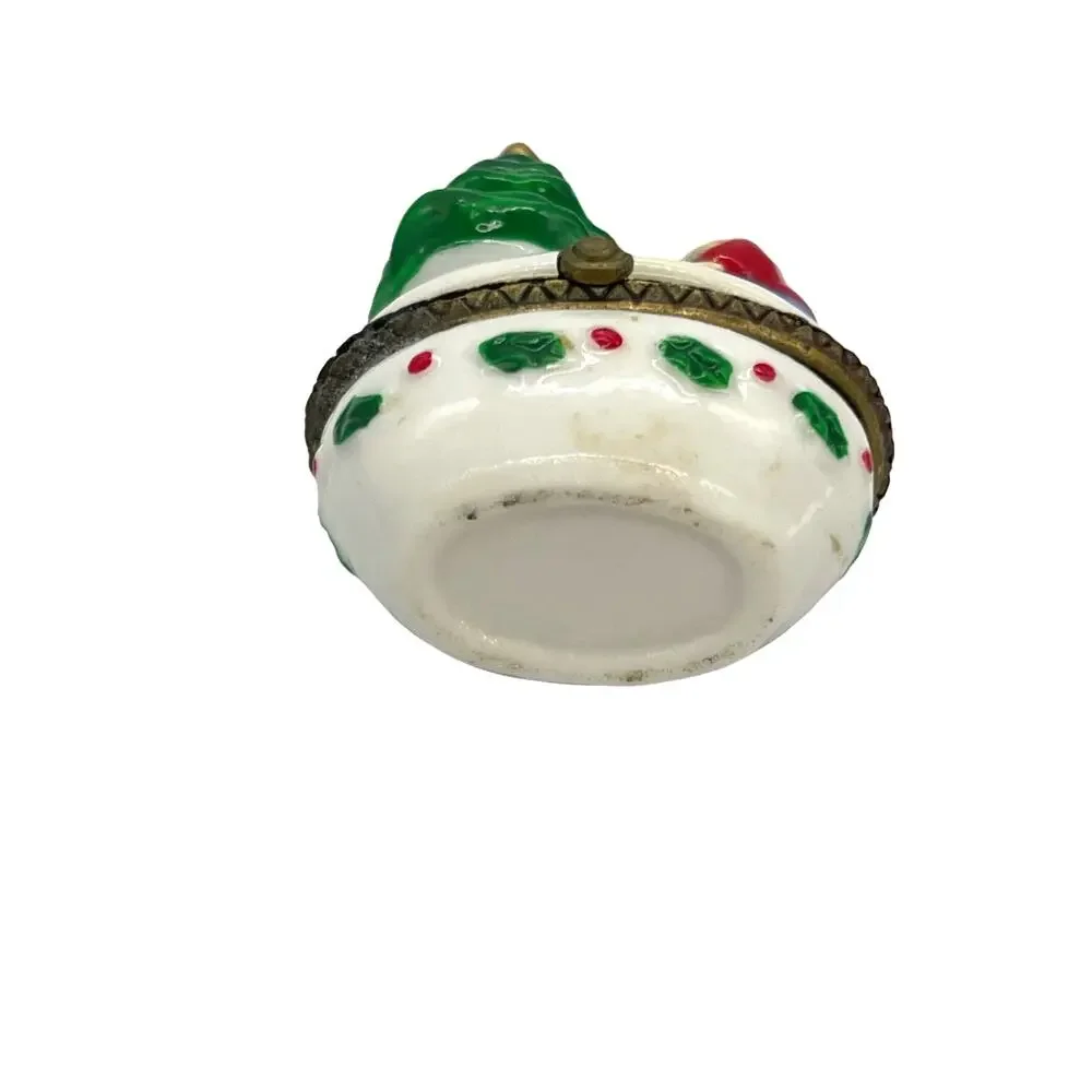 Porcelain Christmas Tree with Children Hinged Trinket Box